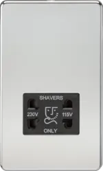 ml Polished chrome 115V/230V Dual Voltage Shaver Socket - Polished Chrome with Black Insert - ml Polished chrome 115V/230V Dual Voltage Shaver Socket - Polished Chrome with Black Insert