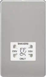 Brushed Chrome ML 115V/230V Dual Voltage Shaver Socket - Brushed Chrome with White Insert - Electrical Brushed Chrome ML 115V/230V Dual Voltage Shaver Socket - Brushed Chrome with White Insert Electrical
