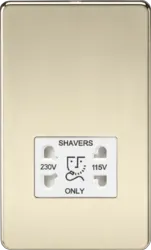 ML Polished Brass 115V/230V Dual Voltage Shaver Socket - Polished Brass with White Insert - ML Polished Brass 115V/230V Dual Voltage Shaver Socket - Polished Brass with White Insert