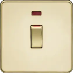 ML Polished Brass 45A DP Switch with Neon (1G size) - Polished Brass - ML Polished Brass 45A DP Switch with Neon (1G size) - Polished Brass