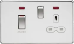 ml Polished chrome 45A DP Switch & 13A Socket with Neons - Polished Chrome with White Insert - ml Polished chrome 45A DP Switch & 13A Socket with Neons - Polished Chrome with White Insert