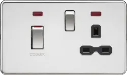 ml Polished chrome 45A DP Switch & 13A Socket with Neons - Polished Chrome with Black Insert - ml Polished chrome 45A DP Switch & 13A Socket with Neons - Polished Chrome with Black Insert