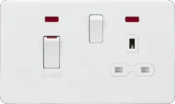 ml matt white 45A DP Switch & 13A Socket with Neons - Matt White with White insert - Electrical ml matt white 45A DP Switch & 13A Socket with Neons - Matt White with White insert Electrical
