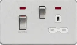 Brushed Chrome ML 45A DP Switch & 13A Socket with Neons - Brushed Chrome with White Insert - Electrical Brushed Chrome ML 45A DP Switch & 13A Socket with Neons - Brushed Chrome with White Insert Electrical