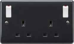 Part M Knightsbridge 13A 2G DP Switched Socket with Twin Earths and Outboard Rockers [Part M compliant] - Part M Knightsbridge 13A 2G DP Switched Socket with Twin Earths and Outboard Rockers [Part M compliant]