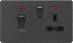 ml antricate 45A DP Switch & 13A Socket with Neons - Anthracite - ml antricate 45A DP Switch & 13A Socket with Neons - Anthracite