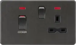 ml smoked bronze 45A DP Switch & 13A Socket with Neons - Smoked Bronze with Black Insert - Electrical ml smoked bronze 45A DP Switch & 13A Socket with Neons - Smoked Bronze with Black Insert Electrical