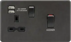 ml smoked bronze 45A DP Switch & 13A Socket with Dual USB A+A (5V DC 2.4A shared) - Smoked Bronze with Black Insert - Electrical ml smoked bronze 45A DP Switch & 13A Socket with Dual USB A+A (5V DC 2.4A shared) - Smoked Bronze with Black Insert Electrical