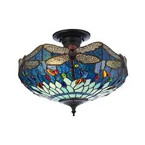 Endon Lighting Dragonfly blue 3lt Semi Flush - Endon Lighting Dragonfly blue 3lt Semi Flush