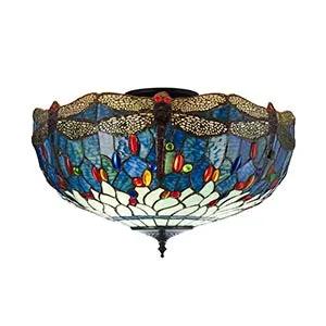 Endon Lighting Dragonfly blue Large 3lt Semi Flush - Endon Lighting Dragonfly blue Large 3lt Semi Flush