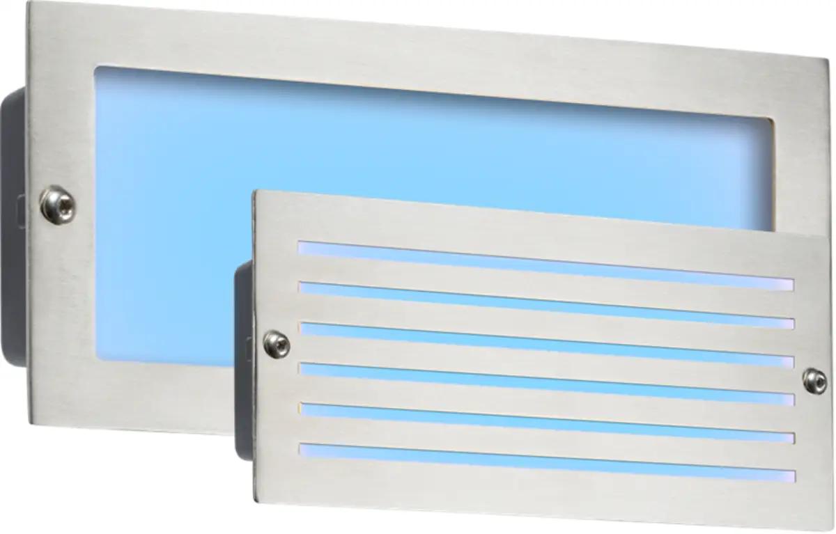 brick lights 230V IP54 5W Blue LED Recessed Brick Light - Brushed Steel Fascia - brick lights 230V IP54 5W Blue LED Recessed Brick Light - Brushed Steel Fascia