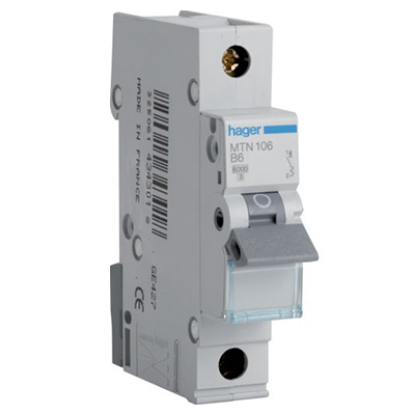 Single pole B-curve miniature circuit breaker for electrical wiring protection