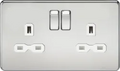 ml Polished chrome 13A 2G DP Switched Socket with Twin Earths - Polished Chrome with White Insert - ml Polished chrome 13A 2G DP Switched Socket with Twin Earths - Polished Chrome with White Insert
