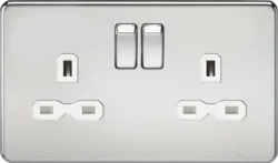ml Polished chrome 13A 2G DP Switched Socket with Twin Earths - Polished Chrome with White Insert - ml Polished chrome 13A 2G DP Switched Socket with Twin Earths - Polished Chrome with White Insert