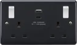 Part M Knightsbridge 13A 2G Switched socket with white outboard rockers and dual USB (A+C) 4.8A [Part M compliant] - Part M Knightsbridge 13A 2G Switched socket with white outboard rockers and dual USB (A+C) 4.8A [Part M compliant]