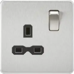 Brushed Chrome ML 13A 1G DP Switched Socket - Brushed Chrome with Black Insert - Electrical Brushed Chrome ML 13A 1G DP Switched Socket - Brushed Chrome with Black Insert Electrical