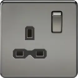 black nickel ml 13A 1G DP Switched Socket - Black Nickel with Black Insert - black nickel ml 13A 1G DP Switched Socket - Black Nickel with Black Insert
