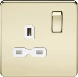 ML Polished Brass 13A 1G DP Switched Socket - Polished Brass with White Insert - ML Polished Brass 13A 1G DP Switched Socket - Polished Brass with White Insert