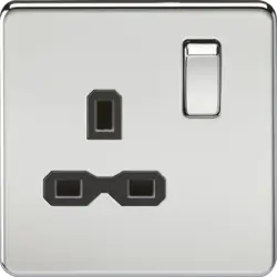 ml Polished chrome 13A 1G DP Switched Socket - Polished Chrome with Black Insert - ml Polished chrome 13A 1G DP Switched Socket - Polished Chrome with Black Insert