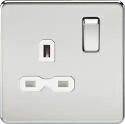 ml Polished chrome 13A 1G DP Switched Socket - Polished Chrome with White Insert - ml Polished chrome 13A 1G DP Switched Socket - Polished Chrome with White Insert