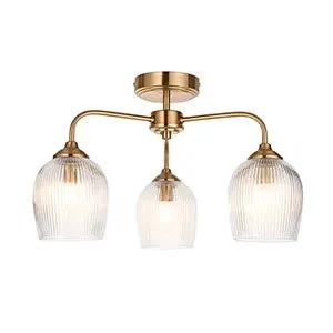 Endon Lighting Ashcroft Ribbed 3lt Semi Flush - Endon Lighting Ashcroft Ribbed 3lt Semi Flush