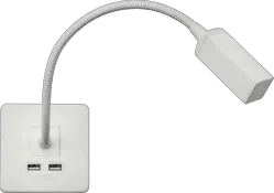ml matt white 230V LED Dimmable Reading Light with Dual USB A+A (5V DC 2.4A shared) - Matt White - Electrical ml matt white 230V LED Dimmable Reading Light with Dual USB A+A (5V DC 2.4A shared) - Matt White Electrical