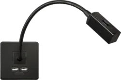 ml matt black 230V LED Dimmable Reading Light with Dual USB A+A (5V DC 2.4A shared) - Matt Black - ml matt black 230V LED Dimmable Reading Light with Dual USB A+A (5V DC 2.4A shared) - Matt Black