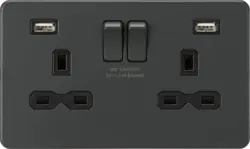 ml antricate 13A 2G SP Switched Socket with Dual USB A+A (5V DC 2.4A shared) - Anthracite with Black Insert - ml antricate 13A 2G SP Switched Socket with Dual USB A+A (5V DC 2.4A shared) - Anthracite with Black Insert