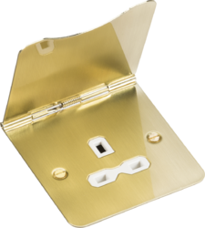 floor sockets 13A 1G Unswitched Floor Socket - Brushed Brass with White Insert - floor sockets 13A 1G Unswitched Floor Socket - Brushed Brass with White Insert