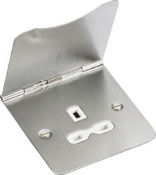 floor sockets 13A 1G Unswitched Floor Socket - Brushed Chrome with White Insert - floor sockets 13A 1G Unswitched Floor Socket - Brushed Chrome with White Insert