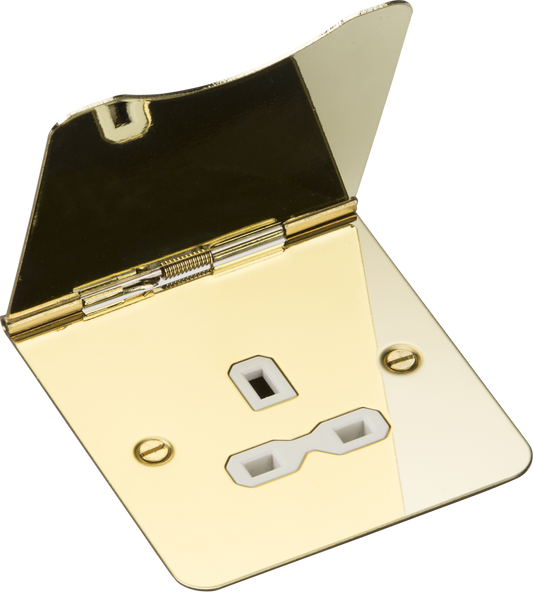 floor sockets 13A 1G Unswitched Floor Socket - Polished Brass with White Insert - floor sockets 13A 1G Unswitched Floor Socket - Polished Brass with White Insert