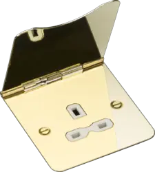 FLOOR SOCKETS 13A 1G Unswitched Floor Socket - Polished Bronze with White Insert - FLOOR SOCKETS 13A 1G Unswitched Floor Socket - Polished Bronze with White Insert