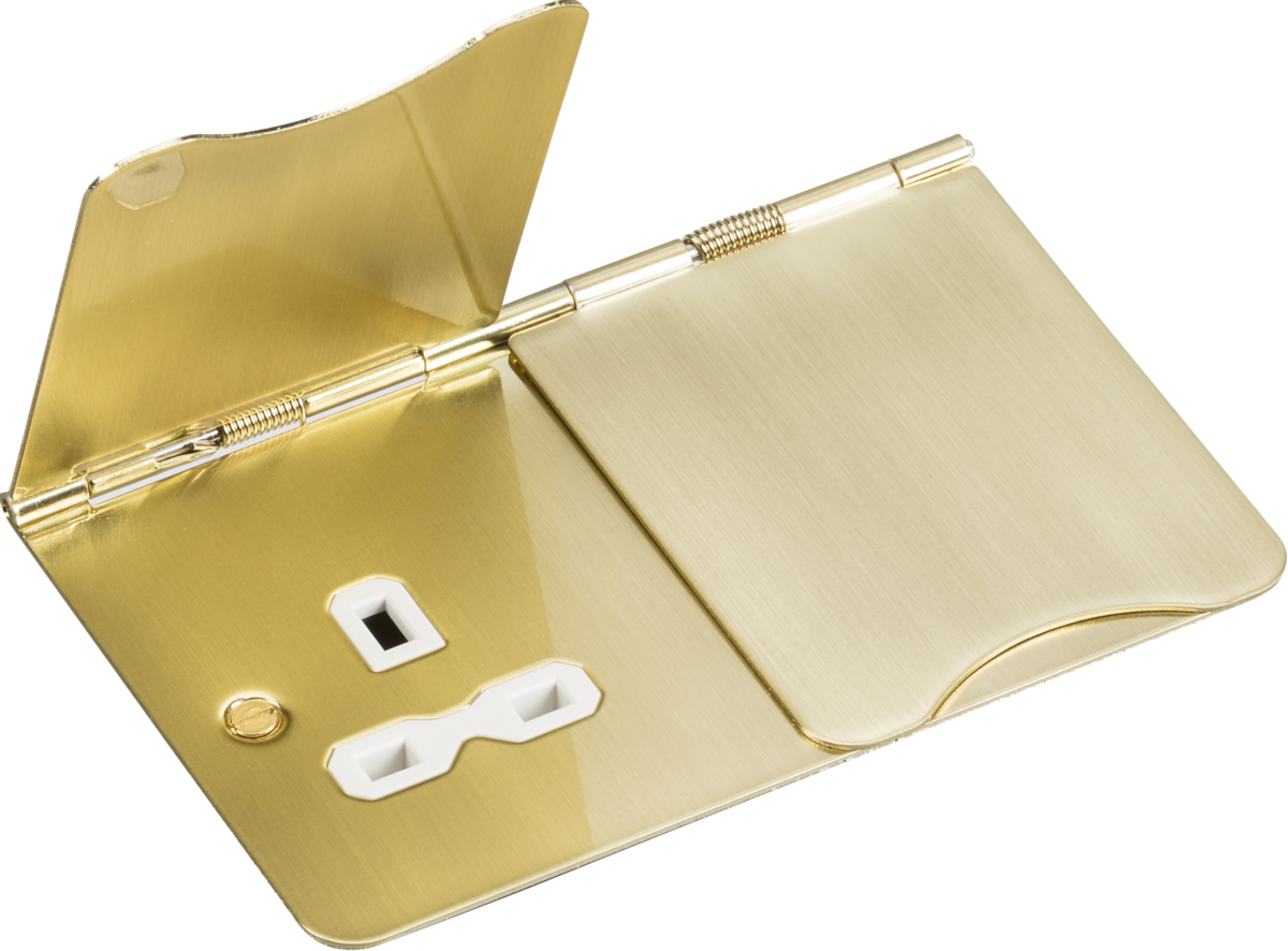floor sockets 13A 2G Unswitched Floor Socket - Brushed Brass with White Insert - floor sockets 13A 2G Unswitched Floor Socket - Brushed Brass with White Insert
