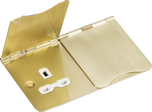 floor sockets 13A 2G Unswitched Floor Socket - Brushed Brass with White Insert - floor sockets 13A 2G Unswitched Floor Socket - Brushed Brass with White Insert