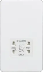 ml matt white 115/230V Dual Voltage Shaver Socket - Matt White with White insert - Electrical ml matt white 115/230V Dual Voltage Shaver Socket - Matt White with White insert Electrical