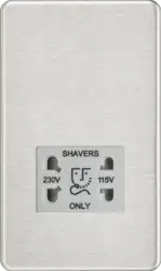 Brushed Chrome ML 115/230V Dual Voltage Shaver Socket - Brushed Chrome with Grey Insert - Electrical Brushed Chrome ML 115/230V Dual Voltage Shaver Socket - Brushed Chrome with Grey Insert Electrical