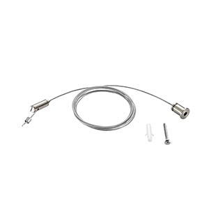 Suspension cable kit with metal wire, mounting fittings, screw and wall anchor