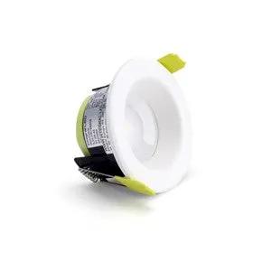 Integrated LUXFIRE II FIRE RATED DOWNLIGHT 70MM CUTOUT IP65 7W 840LM 3000/4000/5000 SWITCHABLE CCT 120LM/W 55 DEG BEAM DIMMABLE WHITE INTEGRAL - Fire Rated Integrated LUXFIRE II FIRE RATED DOWNLIGHT 70MM CUTOUT IP65 7W 840LM 3000/4000/5000 SWITCHABLE CCT 120LM/W 55 DEG BEAM DIMMABLE WHITE INTEGRAL Fire Rated