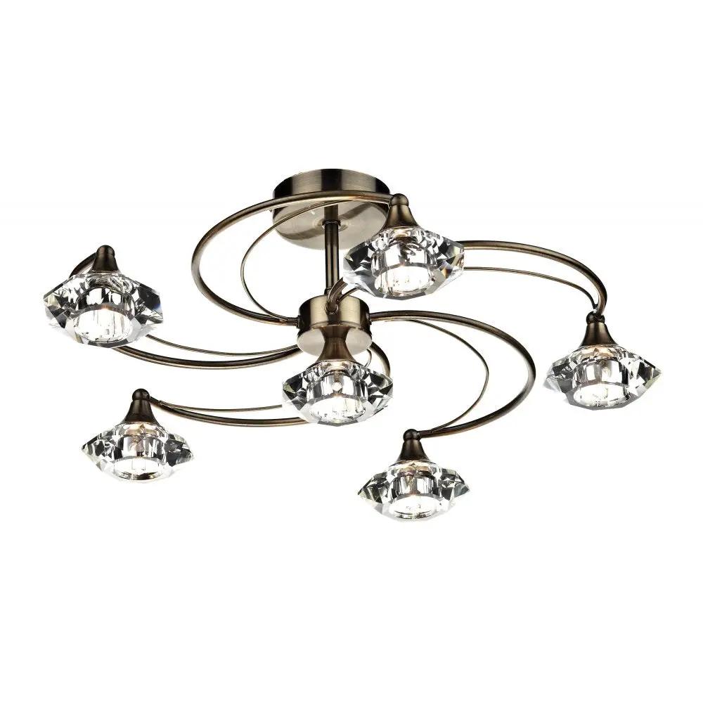 dar lighting Där Lighting Group, Dar LUT0675 Luther 6 Light Ceiling Light Antique Brass - dar lighting Där Lighting Group, Dar LUT0675 Luther 6 Light Ceiling Light Antique Brass