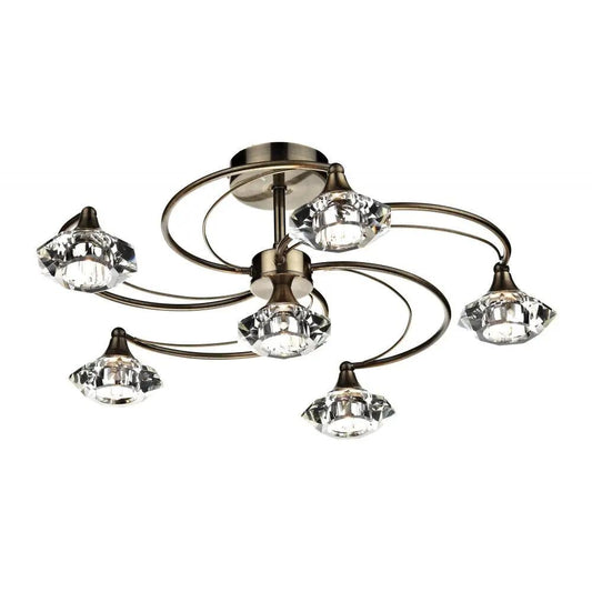 dar lighting Där Lighting Group, Dar LUT0675 Luther 6 Light Ceiling Light Antique Brass - dar lighting Där Lighting Group, Dar LUT0675 Luther 6 Light Ceiling Light Antique Brass