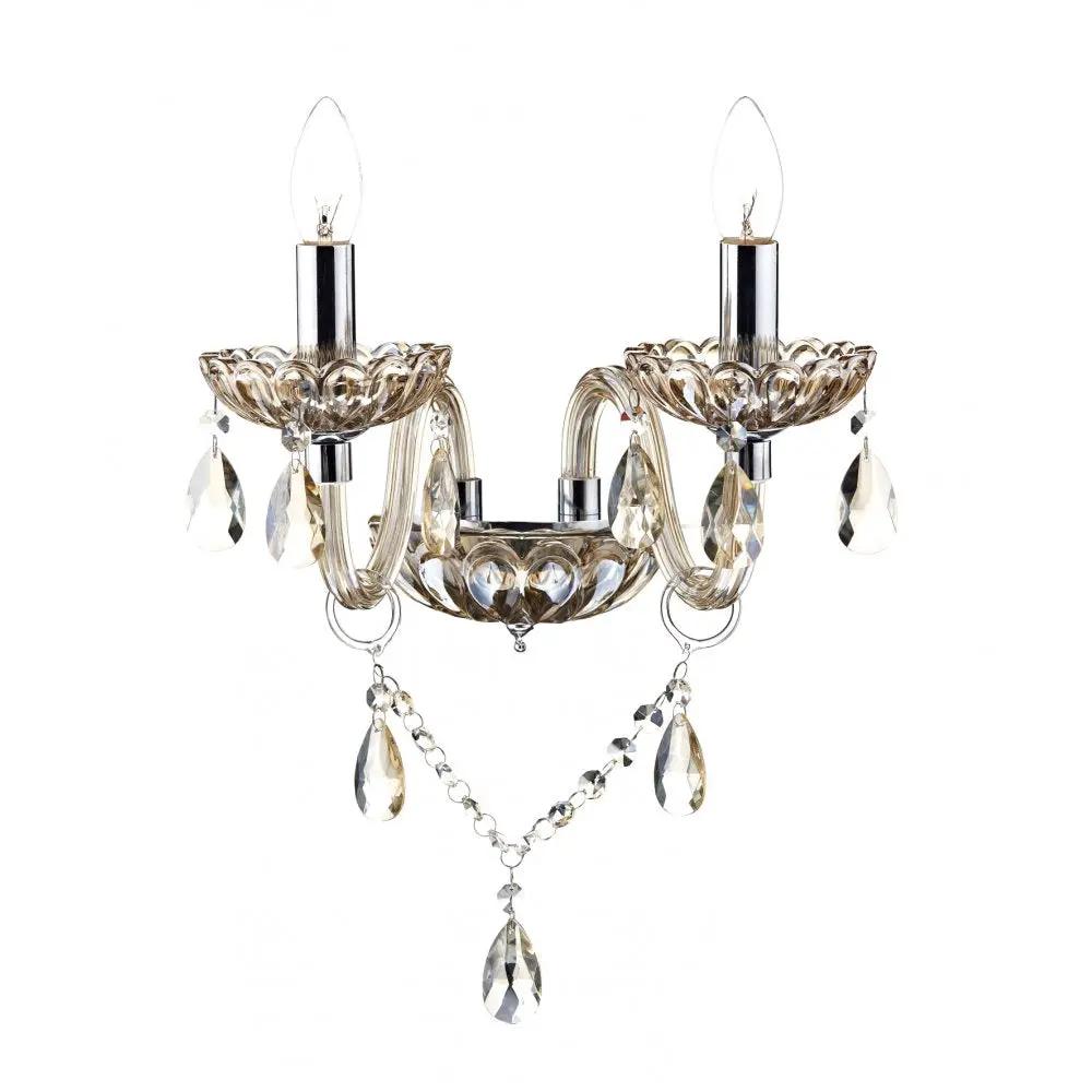 dar lighting Där Lighting Group, Dar RAP0906 Raphael Double Wall Bracket Champagne Crystal - dar lighting Där Lighting Group, Dar RAP0906 Raphael Double Wall Bracket Champagne Crystal