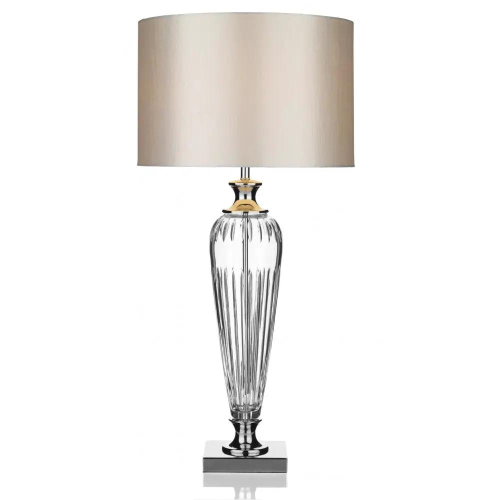 dar lighting Där Lighting Group, Dar HIN4208 Hinton Table Lamp Crystal With Silver Shade - dar lighting Där Lighting Group, Dar HIN4208 Hinton Table Lamp Crystal With Silver Shade