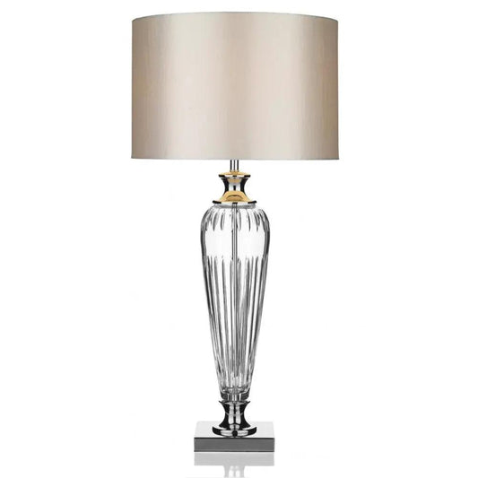 dar lighting Där Lighting Group, Dar HIN4208 Hinton Table Lamp Crystal With Silver Shade - dar lighting Där Lighting Group, Dar HIN4208 Hinton Table Lamp Crystal With Silver Shade