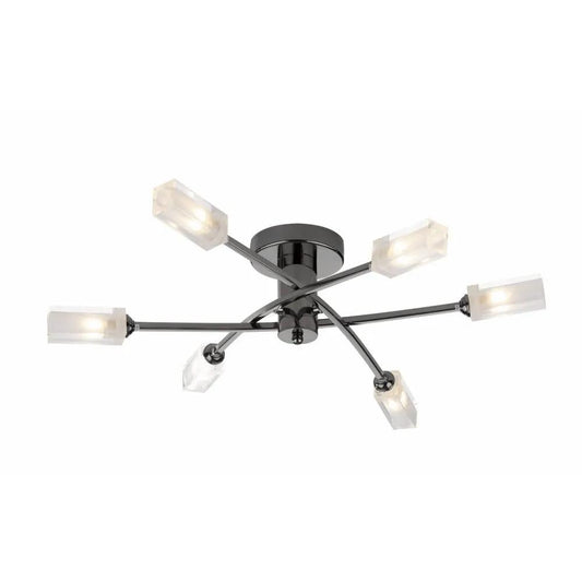 dar lighting Där Lighting Group, Dar MOR6467 Morgan 6 Light Semi Flush Black Chrome - dar lighting Där Lighting Group, Dar MOR6467 Morgan 6 Light Semi Flush Black Chrome