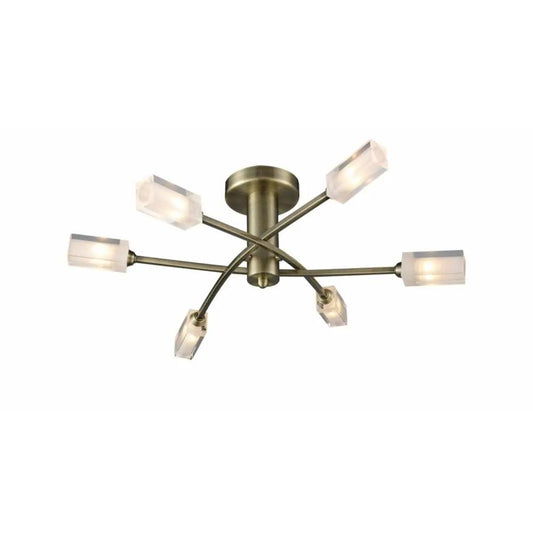 dar lighting Där Lighting Group, Dar MOR6475 Morgan 6 Light Semi Flush Antique Brass - dar lighting Där Lighting Group, Dar MOR6475 Morgan 6 Light Semi Flush Antique Brass