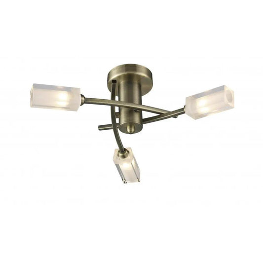 dar lighting Där Lighting Group, Dar MOR0375 Morgan Semi Flush Ceiling Light Antique Brass - dar lighting Där Lighting Group, Dar MOR0375 Morgan Semi Flush Ceiling Light Antique Brass
