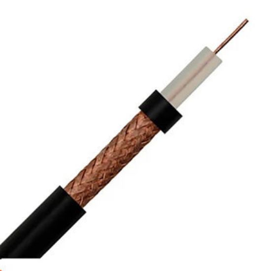 RG59 coaxial cable with copper braid and black PVC sheath for electrical wiring