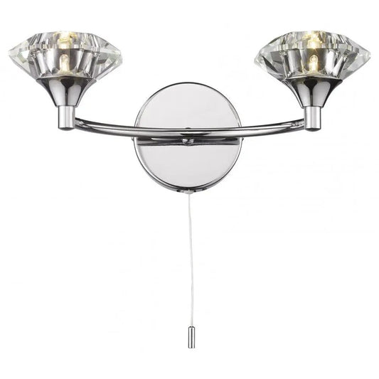 dar lighting Där Lighting Group Dar LUT0950 Luther Double Wall Light Chrome - dar lighting Där Lighting Group Dar LUT0950 Luther Double Wall Light Chrome
