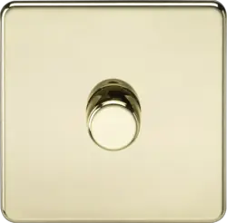 ML Polished Brass 1G 2-way 10-200W (5-150W LED) Intelligent dimmer - Polished Brass - ML Polished Brass 1G 2-way 10-200W (5-150W LED) Intelligent dimmer - Polished Brass