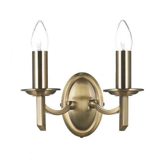 dar lighting Där Lighting Group Dar AMB0975 Ambassador Double Wall Bracket Antique Brass - dar lighting Där Lighting Group Dar AMB0975 Ambassador Double Wall Bracket Antique Brass